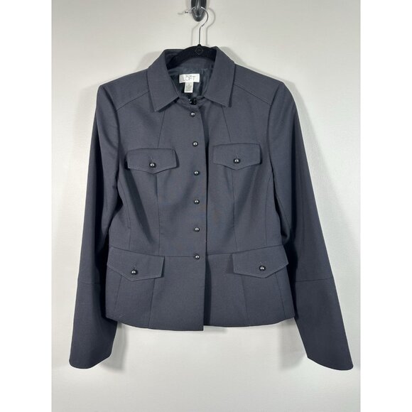 Vintage Loft Blazer Womens 8 Blue Military Nautical‎ Y2K Career - Picture 1 of 16